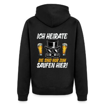 Der Bräutigam Lustiges Junggesellenabschied - Unisex Premium Bio Zip Hoodie - Schwarz - Hinten - Nico (187cm)