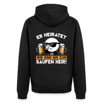 Der Bräutigam Lustiges Junggesellenabschied - Unisex Premium Bio Zip Hoodie - Schwarz - Hinten - Nico (187cm)