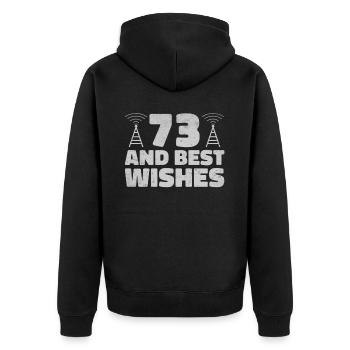 Ham Radio Amateurfunk Amateurfunker Radio - Unisex Premium Bio Zip Hoodie - Schwarz - Hinten - Nico (187cm)