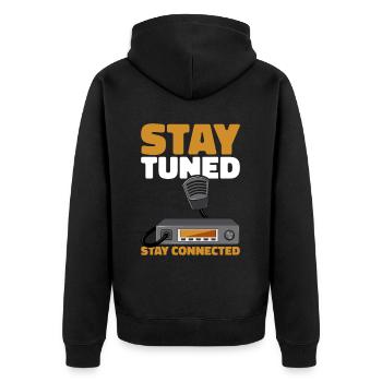 Ham Radio Amateurfunk Amateurfunker Radio - Unisex Premium Bio Zip Hoodie - Schwarz - Hinten - Nico (187cm)