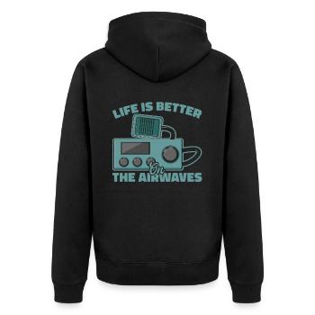 Ham Radio Amateur Radio Amateur Radio - Unisex Premium Organic Zip Hoodie - black - Back - Nico (187cm)