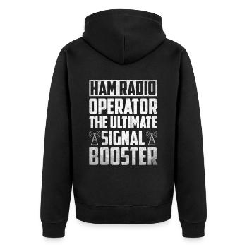 Ham Radio Amateurfunk Amateurfunker Radio - Unisex Premium Bio Zip Hoodie - Schwarz - Hinten - Nico (187cm)