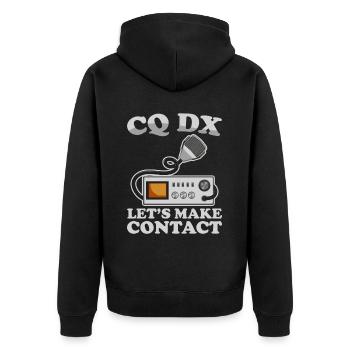 Ham Radio Amateurfunk Amateurfunker Radio - Unisex Premium Bio Zip Hoodie - Schwarz - Hinten - Nico (187cm)