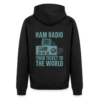Ham Radio Amateurfunk Amateurfunker Radio - Unisex Premium Bio Zip Hoodie - Schwarz - Hinten - Nico (187cm)