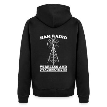 Ham Radio Amateurfunk Amateurfunker Radio - Unisex Premium Bio Zip Hoodie - Schwarz - Hinten - Nico (187cm)