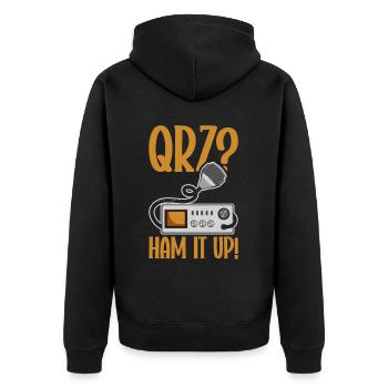 Ham Radio Amateurfunk Amateurfunker Radio - Unisex Premium Bio Zip Hoodie - Schwarz - Hinten - Nico (187cm)