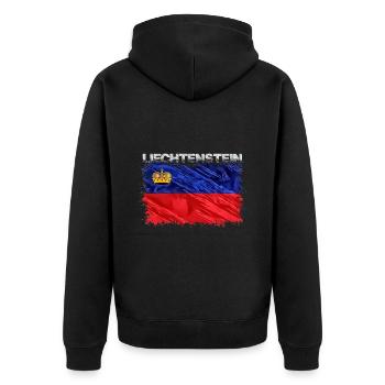 Liechtenstein - Unisex Premium Bio Zip Hoodie - Schwarz - Hinten - Nico (187cm)