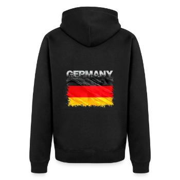 Deutschland - Unisex Premium Bio Zip Hoodie - Schwarz - Hinten - Nico (187cm)