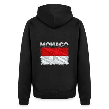 Monaco - Unisex Premium Organic Zip Hoodie - black - Back - Nico (187cm)