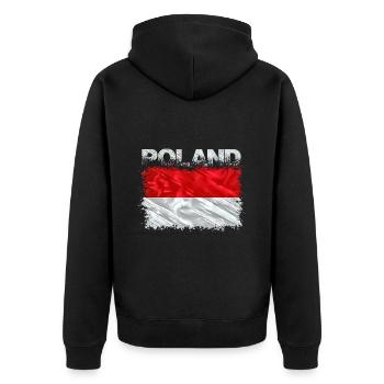 Poland - Unisex Premium Organic Zip Hoodie - black - Back - Nico (187cm)