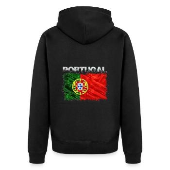 Portugal - Unisex Premium Organic Zip Hoodie - black - Back - Nico (187cm)