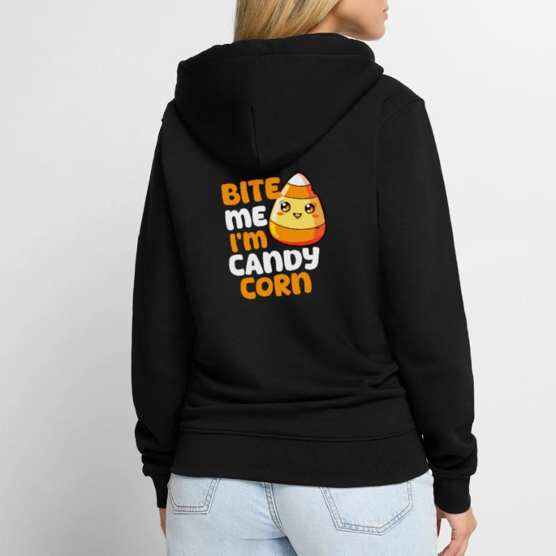 Candy Corn Bite Me, I'M Candy Corn Unisex Premium Bio Zip Hoodie