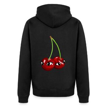 Cherry Cherries Eyes Face Fruit Fruits Summer - Unisex Premium Organic Zip Hoodie - black - Back - Nico (187cm)