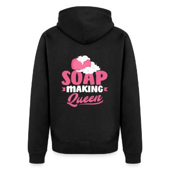 Soap Making Queen Soap Making - Unisex Premium Organic Zip Hoodie - black - Back - Nico (187cm)