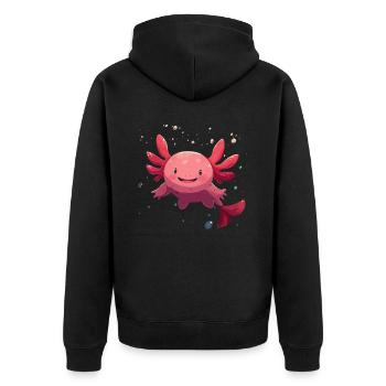 Cute Kawaii Axolotl Underwater for Fans - Unisex Premium Organic Zip Hoodie - black - Back - Nico (187cm)