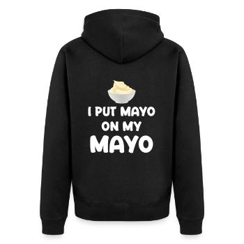 J’applique de la mayonnaise à ma mayonnaise Mayo Funny - Veste à capuche bio Premium Unisexe - noir - Dos - Nico (187cm)
