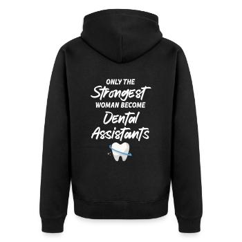 Only the strongest women will - Unisex Premium Organic Zip Hoodie - black - Back - Nico (187cm)