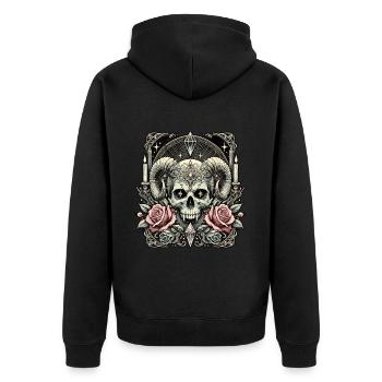 diy halPastel Goth Aesthetic Gloomy Skull Design - Unisex Premium Organic Zip Hoodie - black - Back - Nico (187cm)
