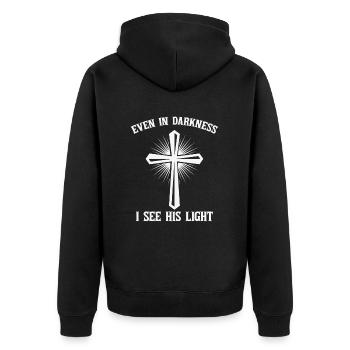 Jesus Gott Bibel Kirche Christlicher Glaube Glauben - Unisex Premium Bio Zip Hoodie - Schwarz - Hinten - Nico (187cm)