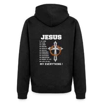 Jesus Gott Bibel Kirche Christlicher Glaube Glauben - Unisex Premium Bio Zip Hoodie - Schwarz - Hinten - Nico (187cm)