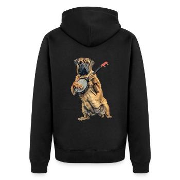 Mastiff Dog Joueur de banjo bluegrass - Veste à capuche bio Premium Unisexe - noir - Dos - Nico (187cm)