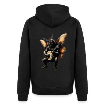 Mothman Kryptozoologie Kryptide Bluegrass Banjo Sp - Unisex Premium Bio Zip Hoodie - Schwarz - Hinten - Nico (187cm)
