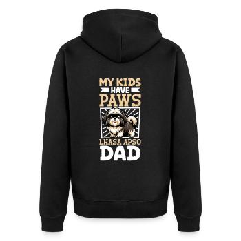 Lhasa Apso Papa - Unisex Premium Bio Zip Hoodie - Schwarz - Hinten - Nico (187cm)