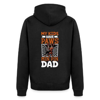 Zwergpinscher Papa - Unisex Premium Bio Zip Hoodie - Schwarz - Hinten - Nico (187cm)