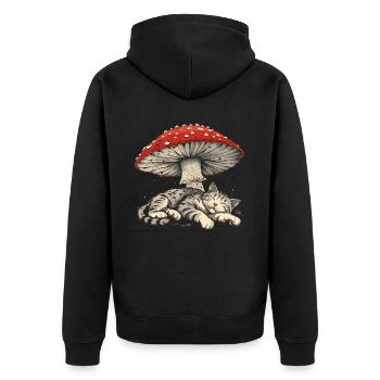 Cottagecore Esthétique Dormir Chat Gris Pil - Veste à capuche bio Premium Unisexe - noir - Dos - Nico (187cm)