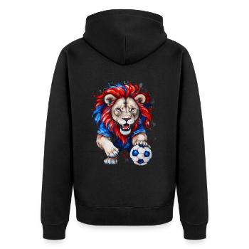 Löwe Fußball Bunt Slowenien Slovenia Design Print - Unisex Premium Bio Zip Hoodie - Schwarz - Hinten - Nico (187cm)