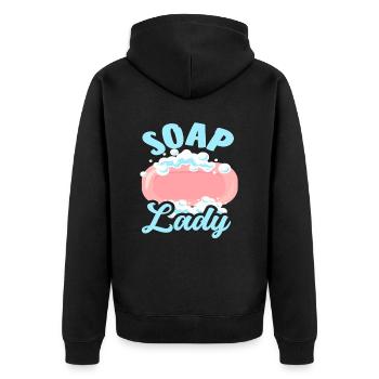 Seifenherstellung Soap Lady - Unisex Premium Bio Zip Hoodie - Schwarz - Hinten - Nico (187cm)