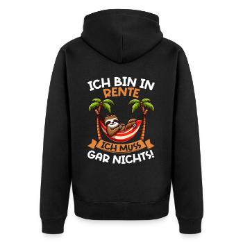 I'm retired, I don't have to do anything funny - Unisex Premium Organic Zip Hoodie - black - Back - Nico (187cm)