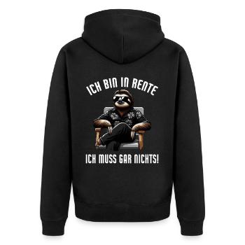 I'm retired, I don't have to do anything funny - Unisex Premium Organic Zip Hoodie - black - Back - Nico (187cm)