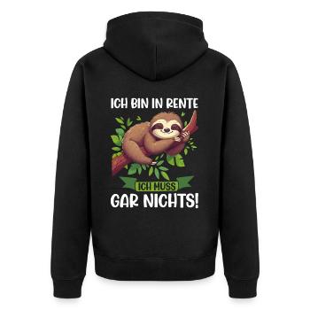 I'm retired, I don't have to do anything funny - Unisex Premium Organic Zip Hoodie - black - Back - Nico (187cm)