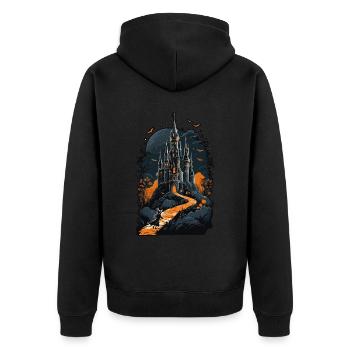 Spooky Haunted Castle Magical Haunted Castle - Unisex Premium Organic Zip Hoodie - black - Back - Nico (187cm)