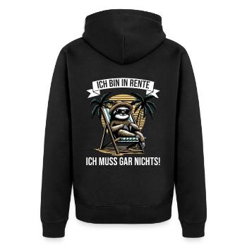I'm retired, I don't have to do anything funny - Unisex Premium Organic Zip Hoodie - black - Back - Nico (187cm)