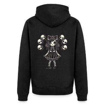 Kawaii Goth Fille Design gothique foncé - Veste à capuche bio Premium Unisexe - noir - Dos - Nico (187cm)