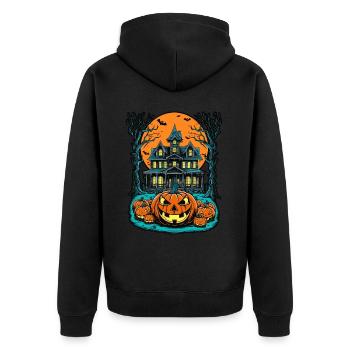 Spooky Haunted House Spooky Haunted Villa - Unisex Premium Organic Zip Hoodie - black - Back - Nico (187cm)