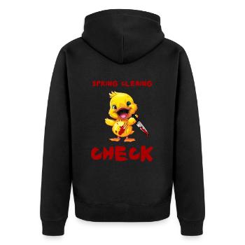 Canard avec couteau - Nettoyage de printemps fait drôle - Veste à capuche bio Premium Unisexe - noir - Dos - Nico (187cm)