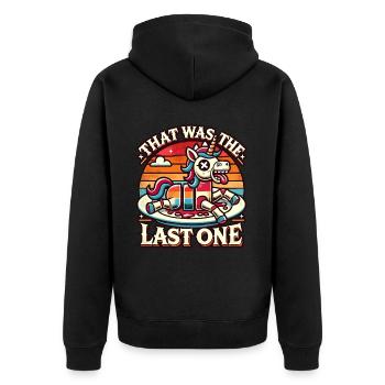 Creepy Unicorn Lover Dark Humor - Unisex Premium Organic Zip Hoodie - black - Back - Nico (187cm)