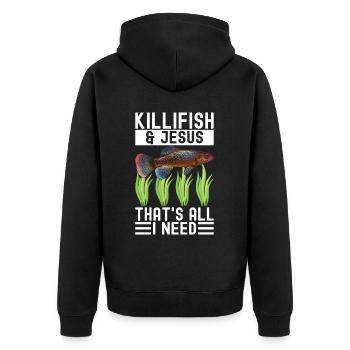 Killifish Quarium Fish - Unisex Premium Organic Zip Hoodie - black - Back - Nico (187cm)