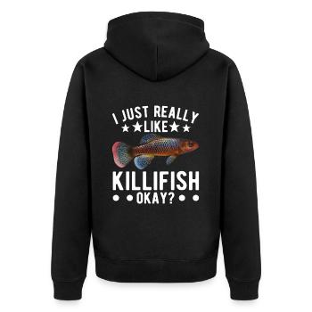 Killifish Quarium Fish - Unisex Premium Organic Zip Hoodie - black - Back - Nico (187cm)