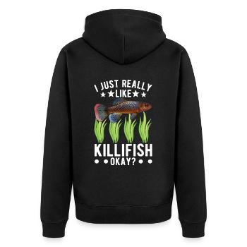 Killifish Quarium Fish - Unisex Premium Organic Zip Hoodie - black - Back - Nico (187cm)