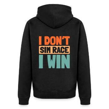 Sim Racing - Unisex Premium Bio Zip Hoodie - Schwarz - Hinten - Nico (187cm)