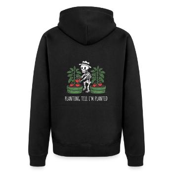 Dunkler Humor Gärtner Lustiger Garten - Unisex Premium Bio Zip Hoodie - Schwarz - Hinten - Nico (187cm)