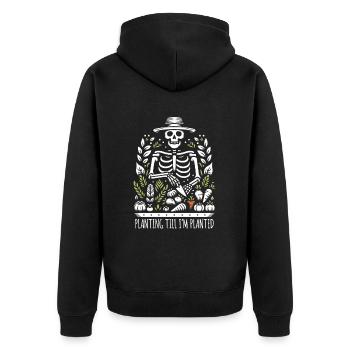 Humour noir jardinier jardin drôle - Veste à capuche bio Premium Unisexe - noir - Dos - Nico (187cm)