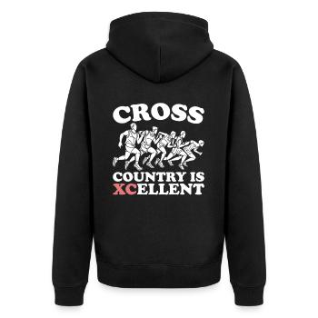 XC Running Cross Country Runner XC Runner - Unisex Premium Bio Zip Hoodie - Schwarz - Hinten - Nico (187cm)