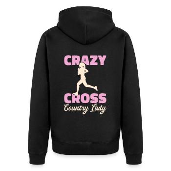 XC Running Cross Country Runner XC Runner - Unisex Premium Bio Zip Hoodie - Schwarz - Hinten - Nico (187cm)