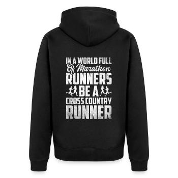 XC Running Cross Country Runner XC Runner - Unisex Premium Bio Zip Hoodie - Schwarz - Hinten - Nico (187cm)
