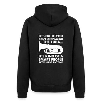 Tuba - Unisex Premium Bio Zip Hoodie - Schwarz - Hinten - Nico (187cm)